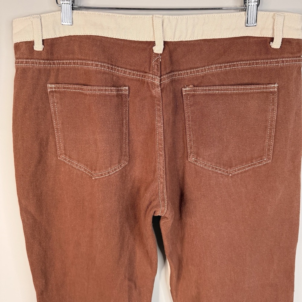 Unisex Ultra High Waisted Patched Denim Dad Jean Brown/beige Size 36X28 - Picture 13 of 16